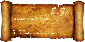 Surek Zsófia névjegykártya